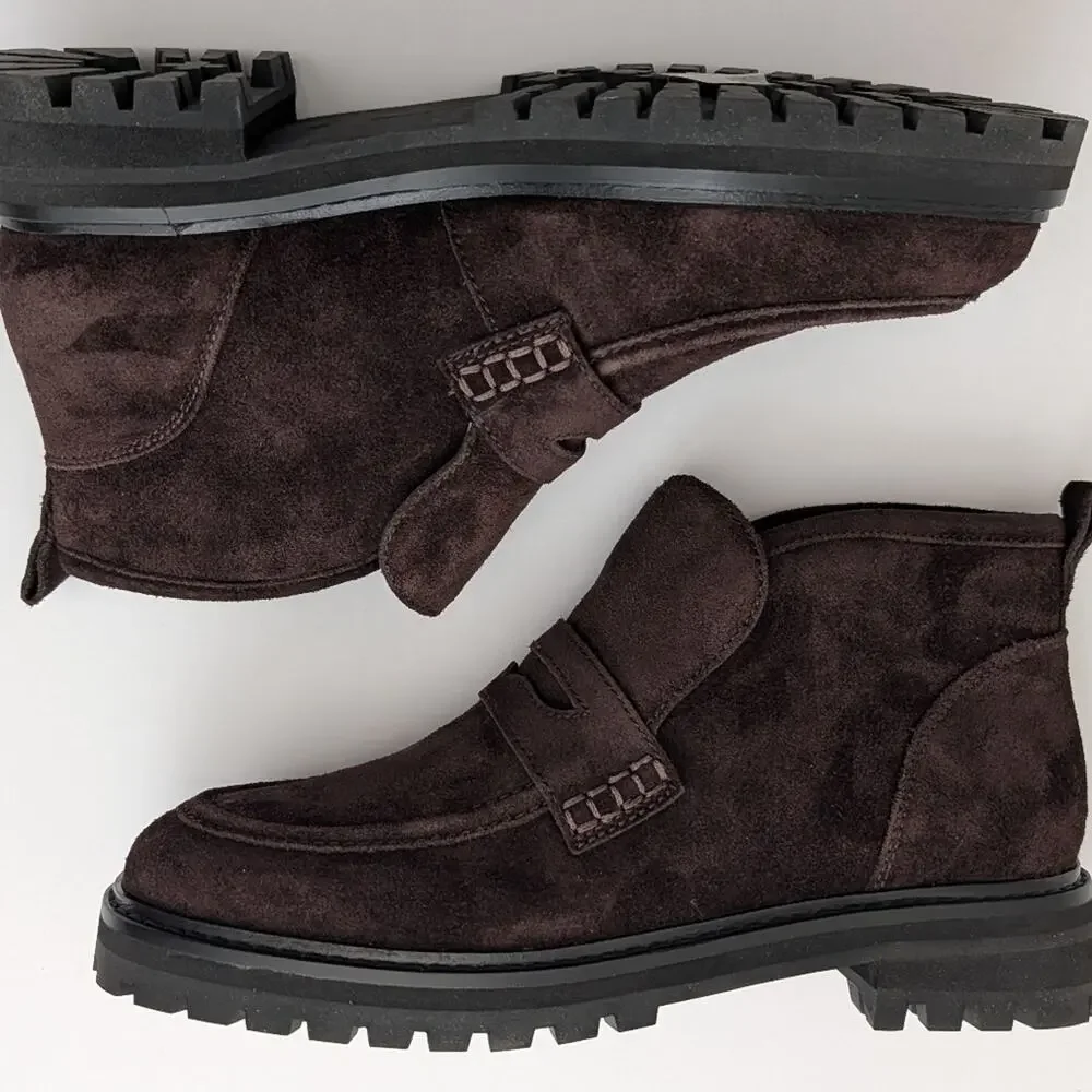 NWOB Madewell The Ryder Ankle Boot Coffee Bean Brown Suede Shoes Size 8.5